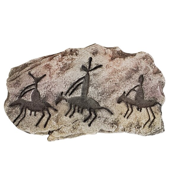 John Running Native American Wall Art Signed Cast Paper Petroglyph Rider Horse - Picture 1 of 8